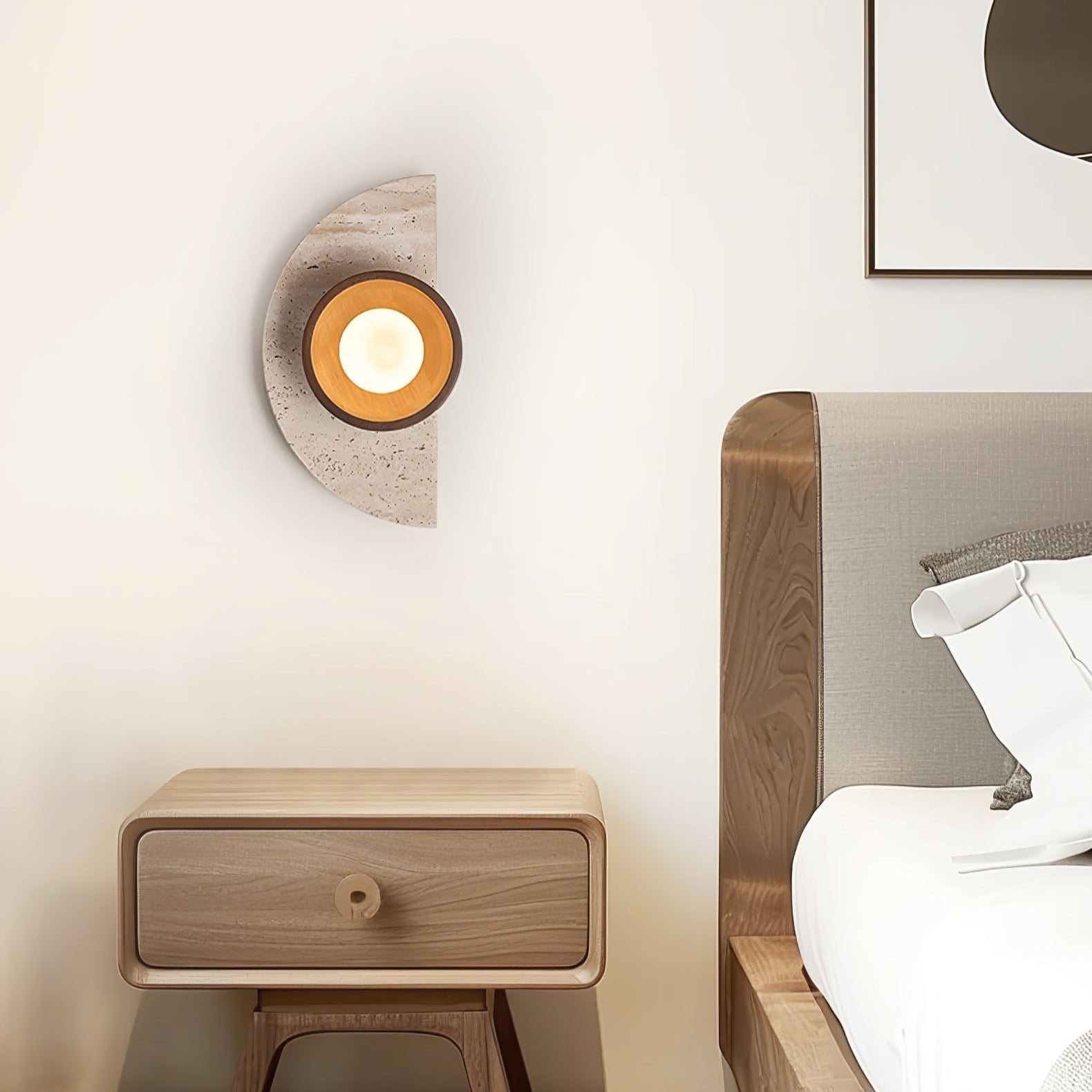 Mylaean Geometric Travertine Wall Light-Neutral Decor