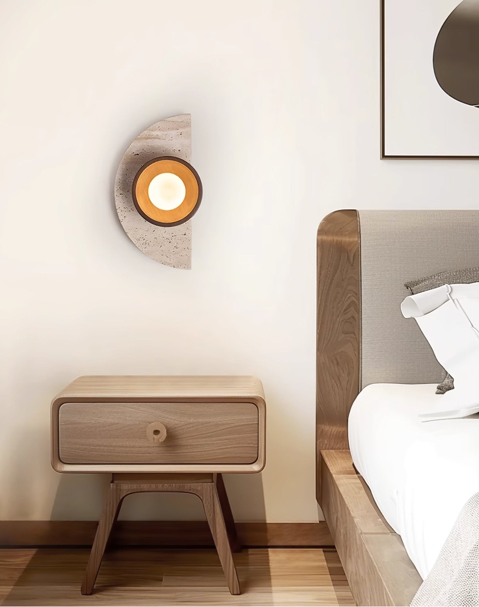 Mylaean Geometric Travertine Wall Light-Neutral Decor