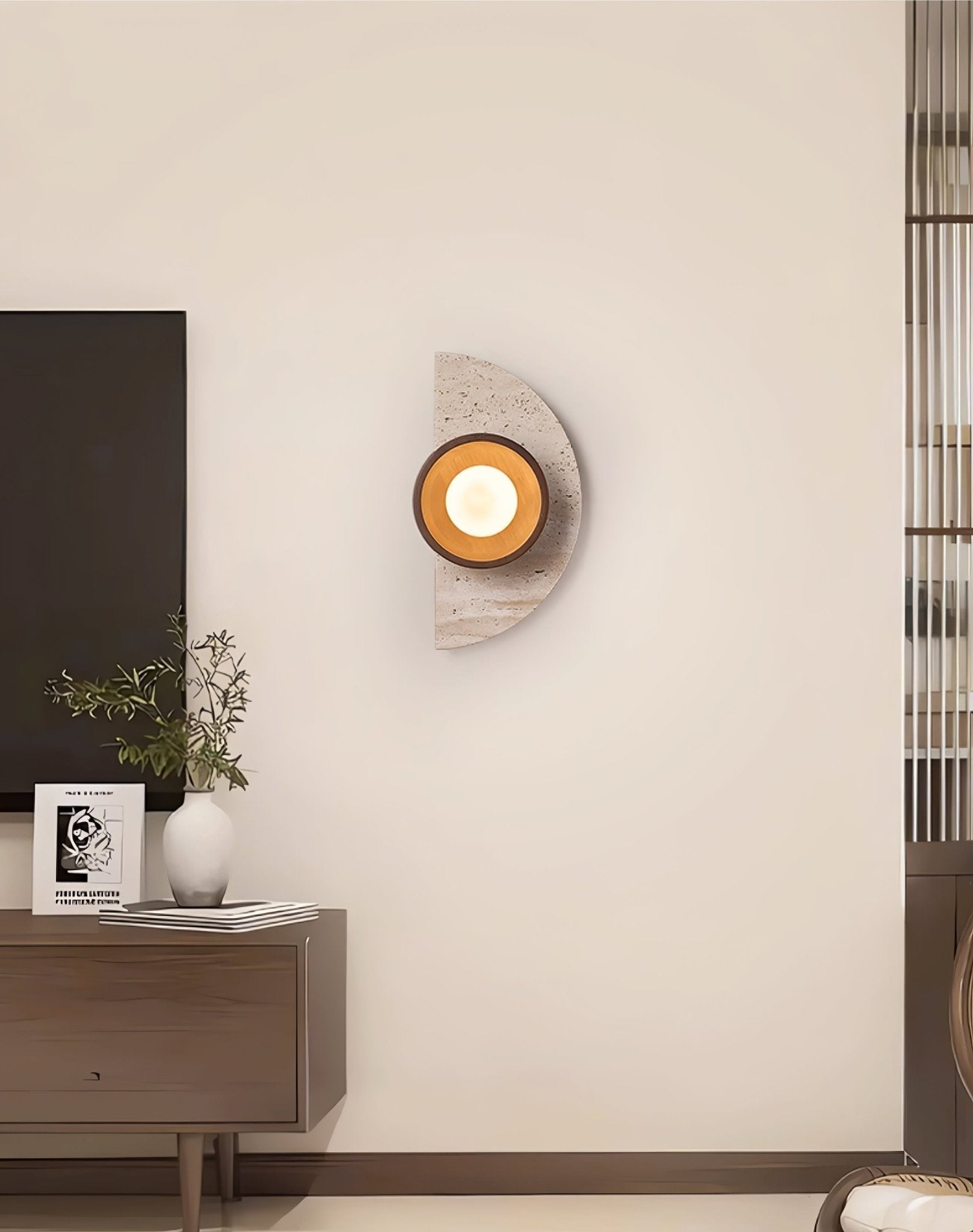 Mylaean Geometric Travertine Wall Light-Neutral Decor