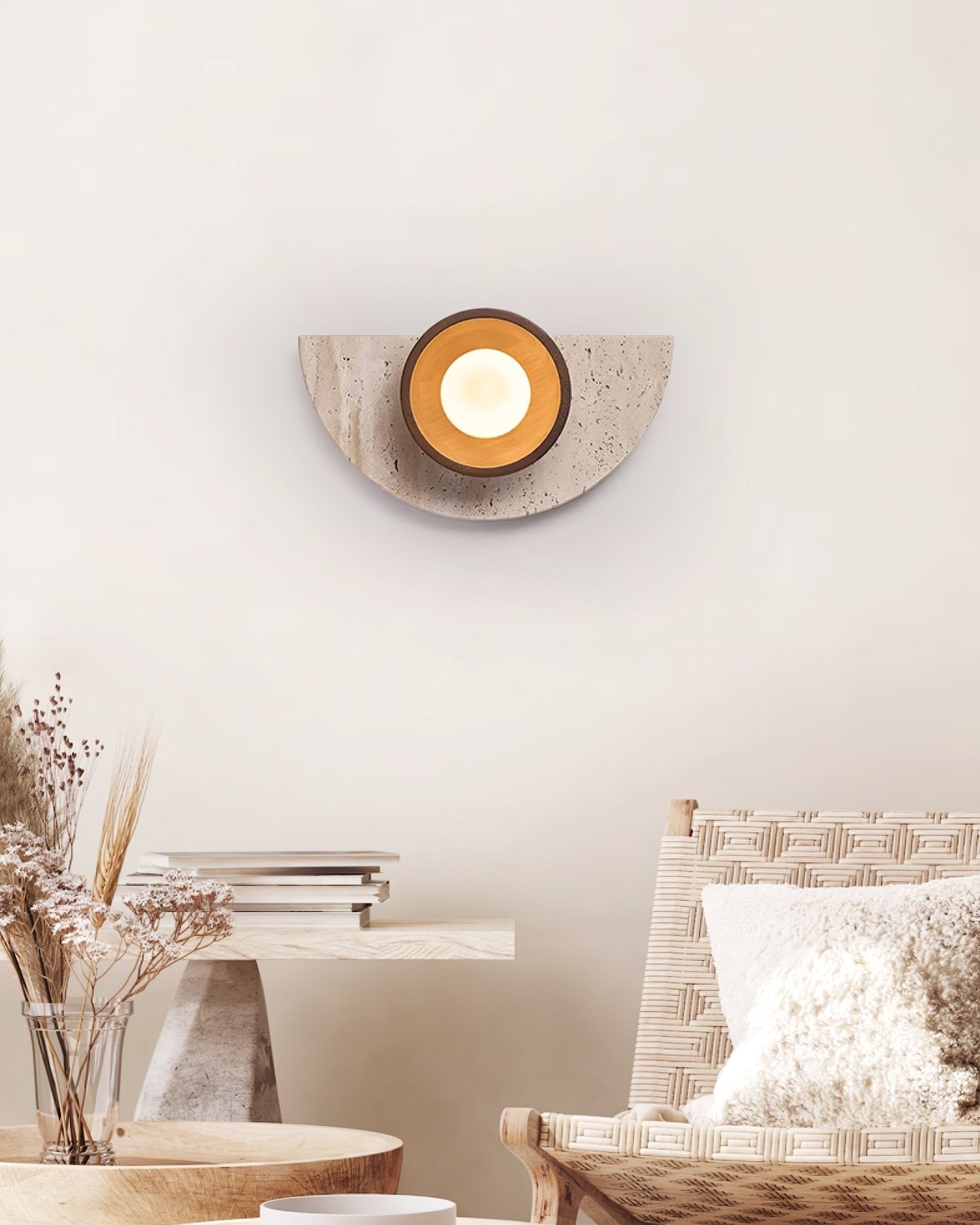 Mylaean Geometric Travertine Wall Light-Neutral Decor