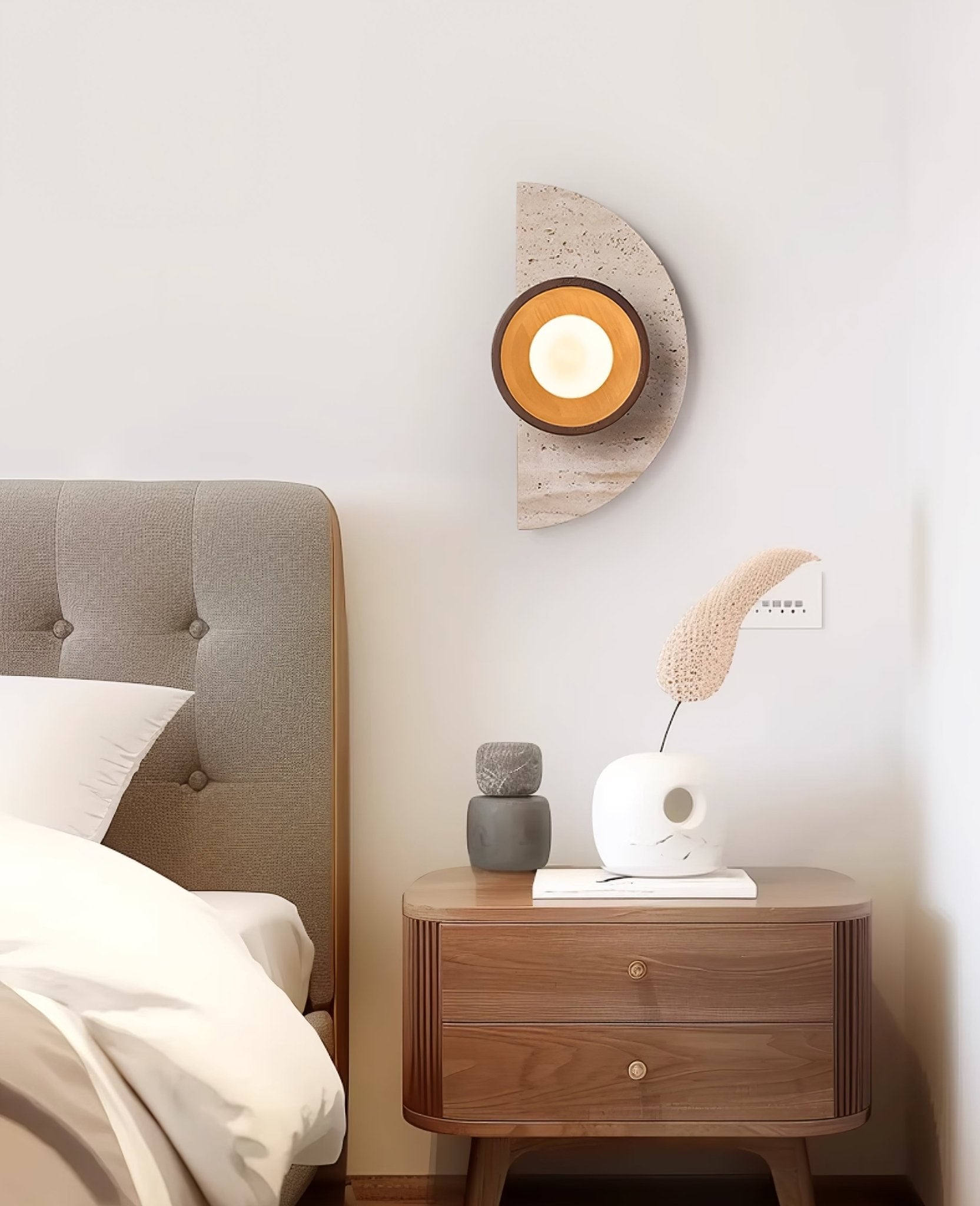 Mylaean Geometric Travertine Wall Light-Neutral Decor