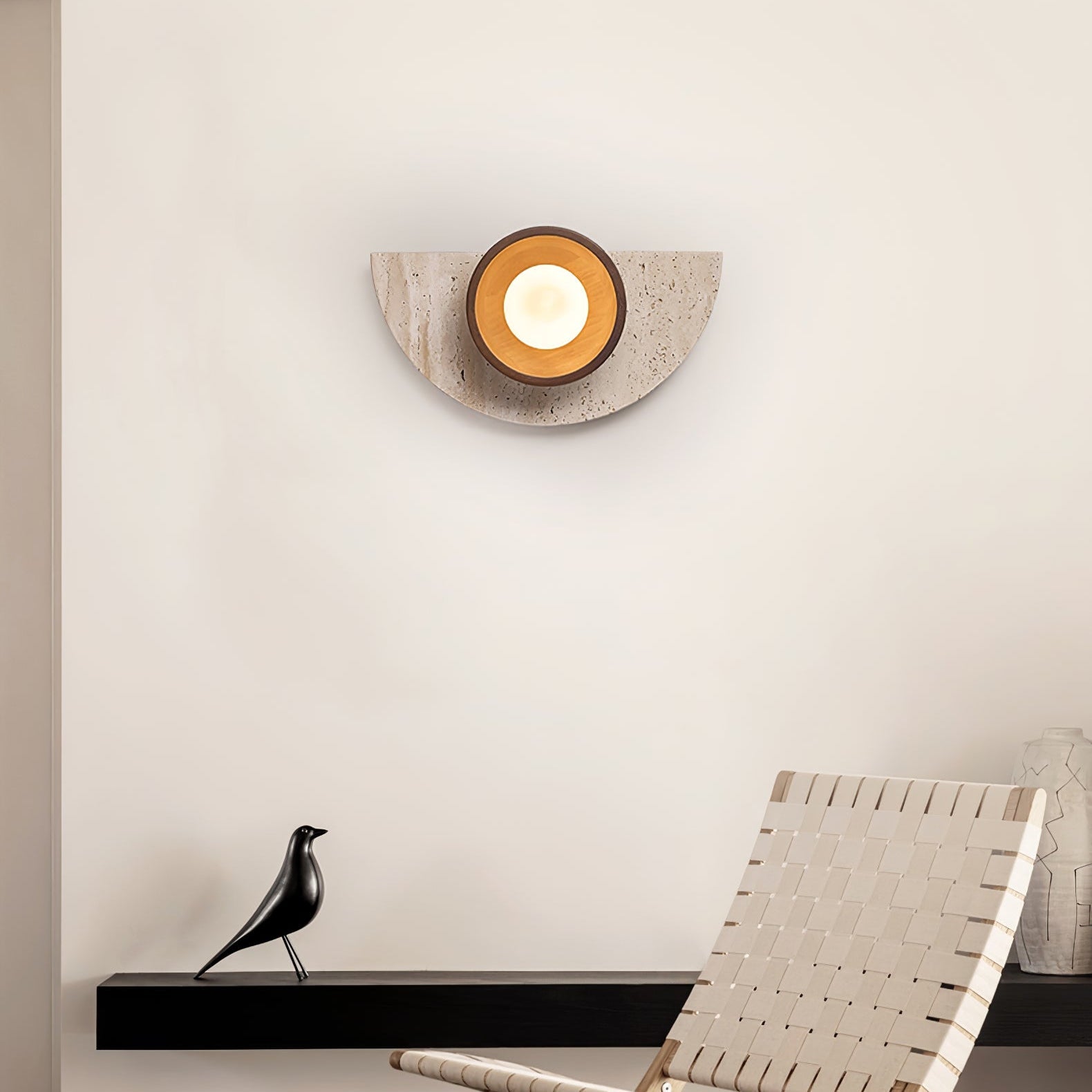 Mylaean Geometric Travertine Wall Light-Neutral Decor