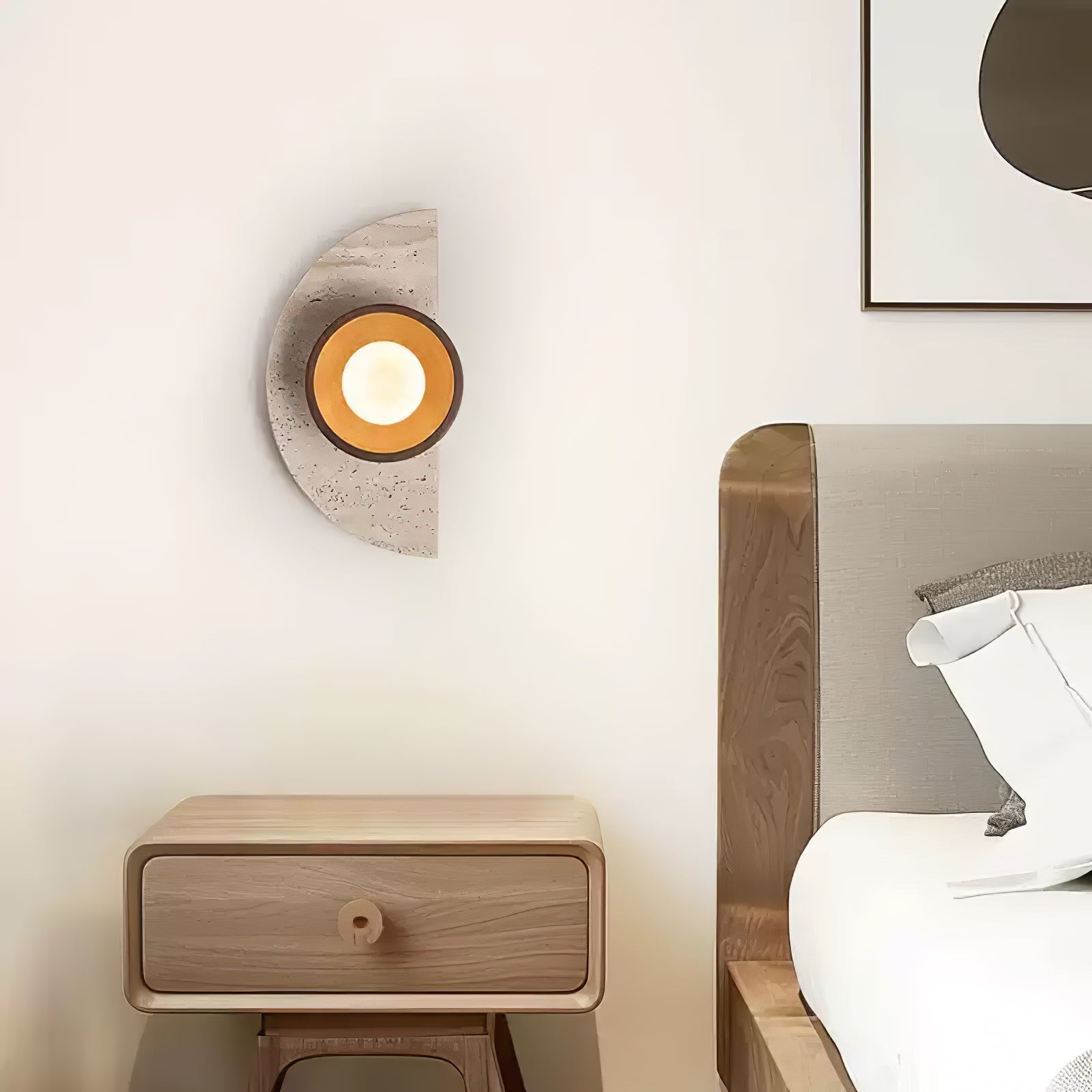 Mylaean Geometric Travertine Wall Light-Neutral Decor