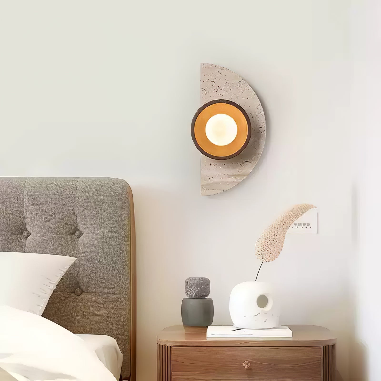 Mylaean Geometric Travertine Wall Light-Neutral Decor