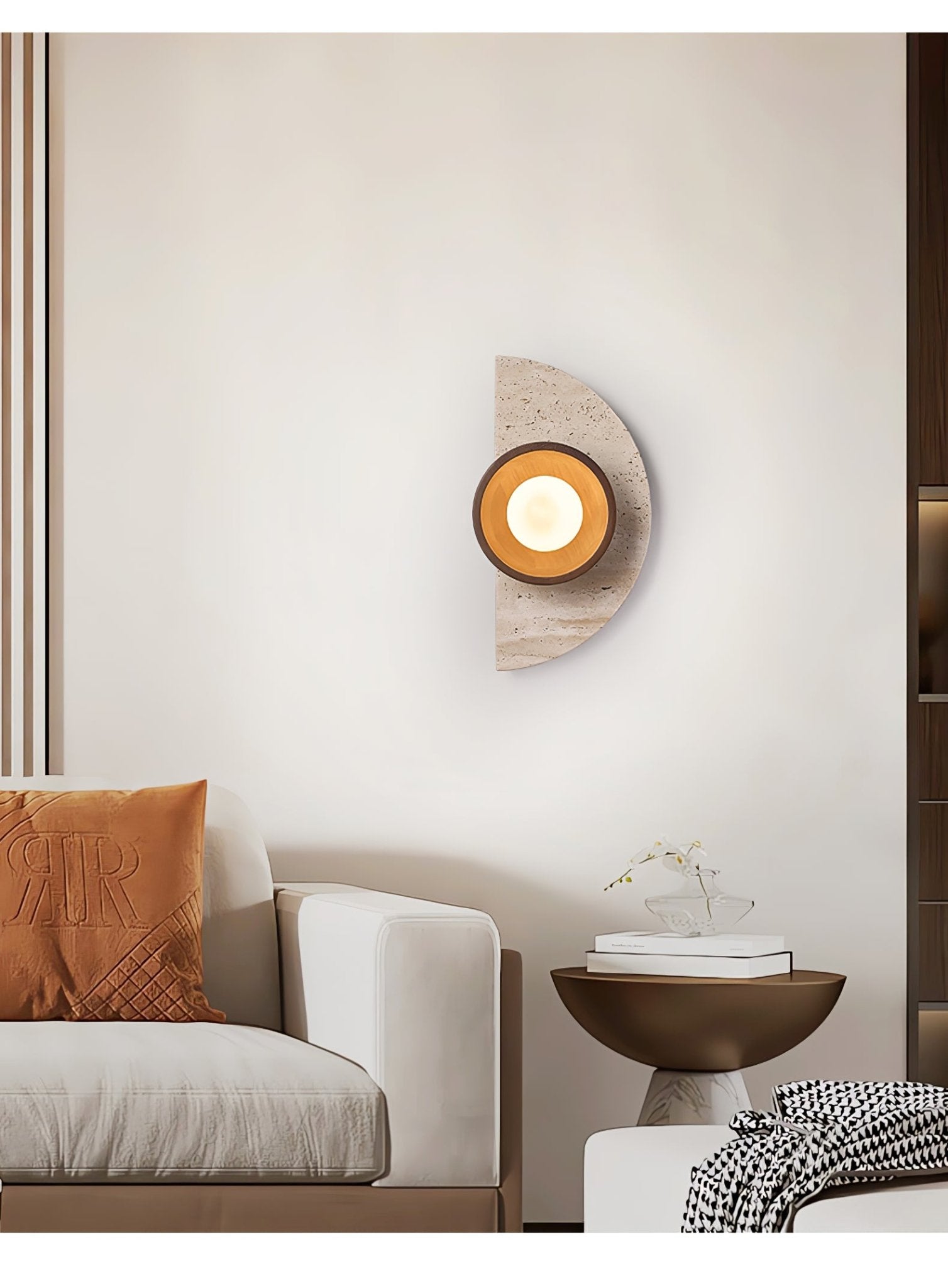 Mylaean Geometric Travertine Wall Light-Neutral Decor