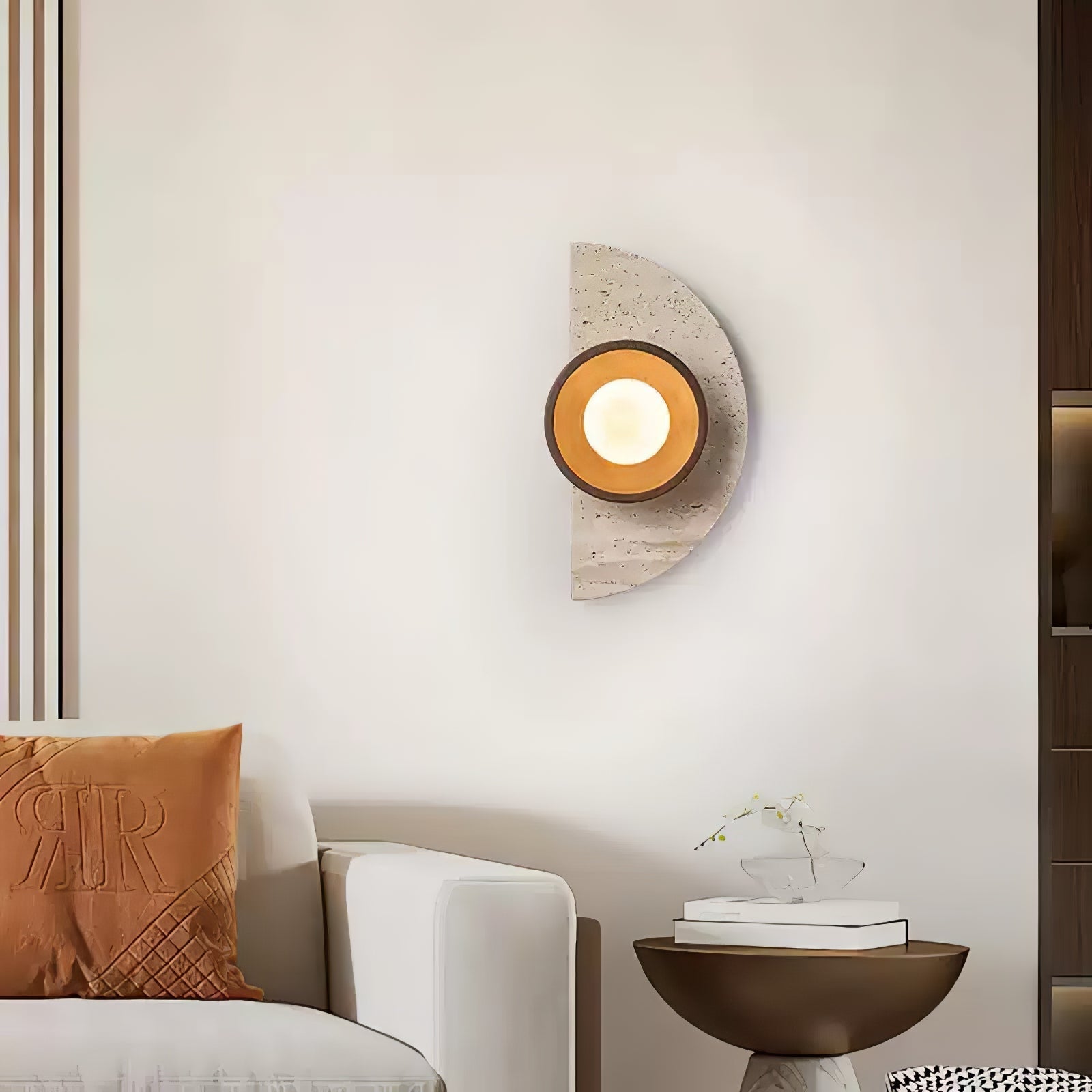 Mylaean Geometric Travertine Wall Light-Neutral Decor