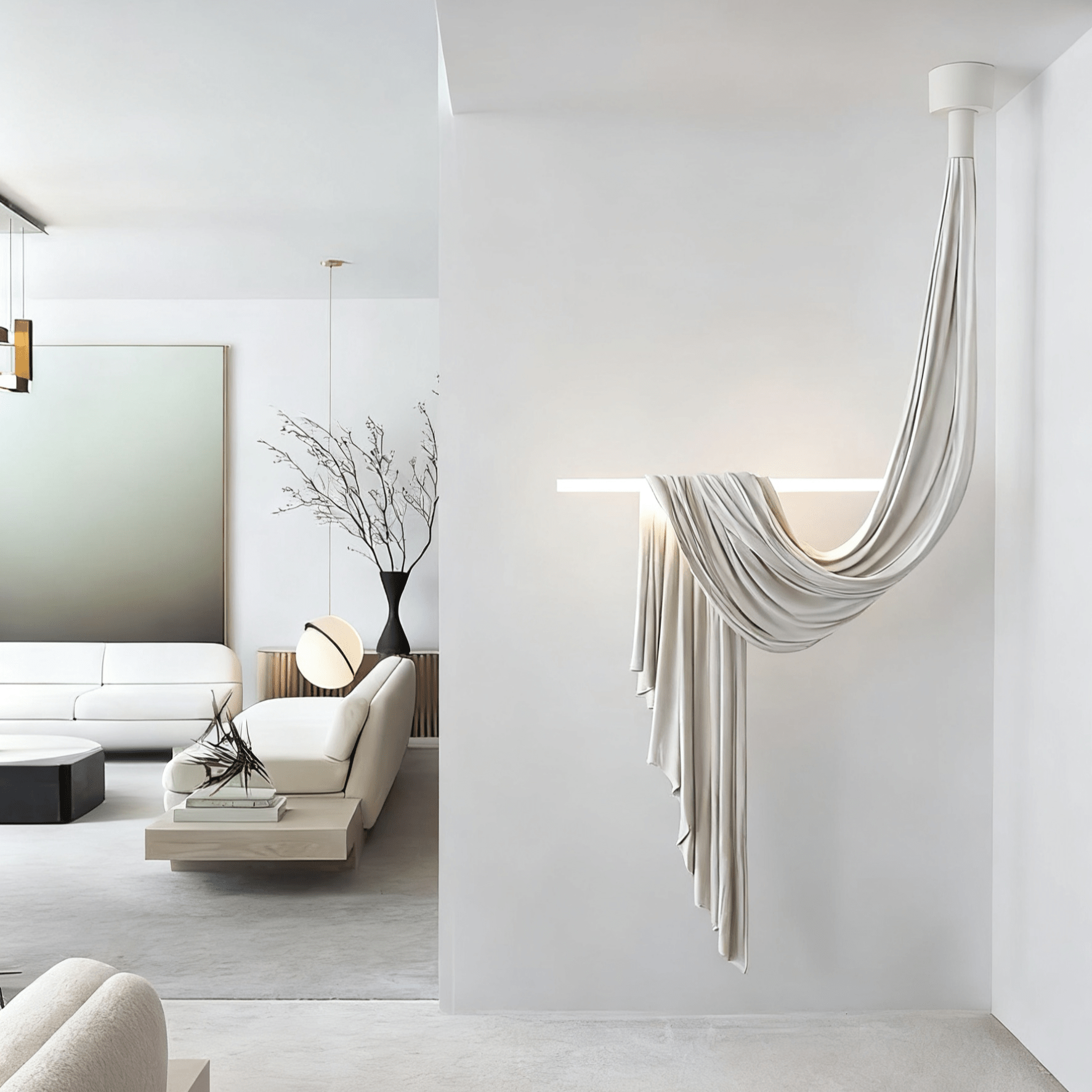 Hammock Fabric Pendant Light-Neutral Decor