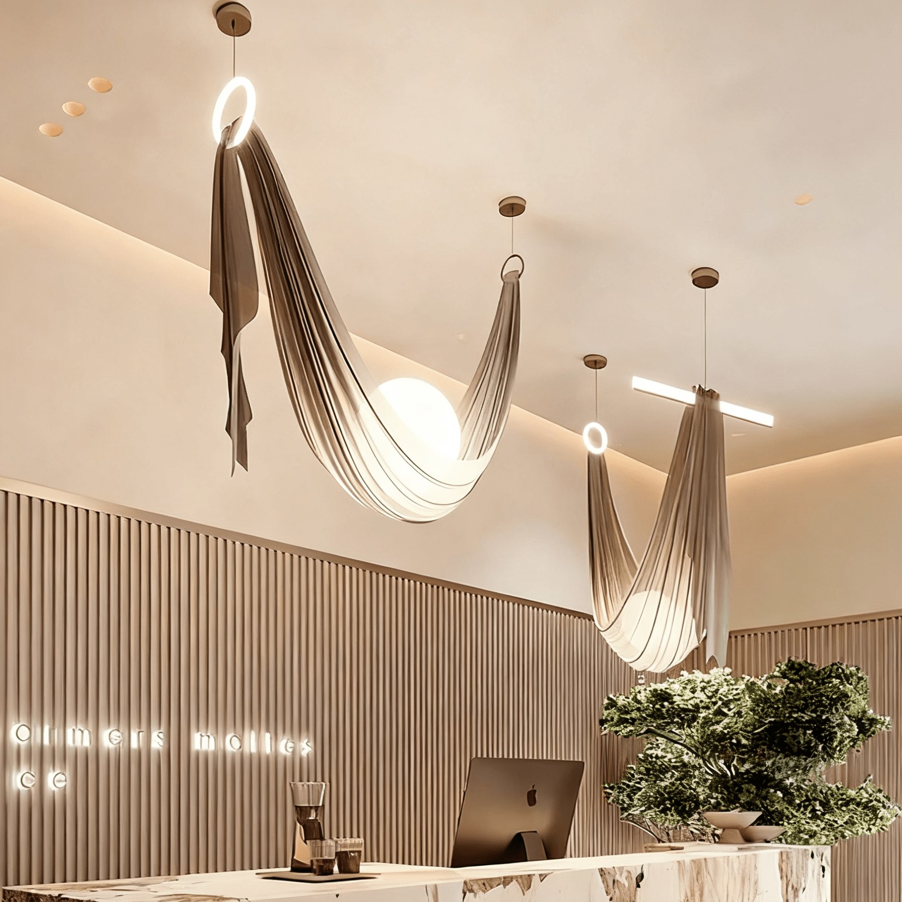 Hammock Fabric Pendant Light-Neutral Decor