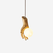 Pendant Light Hand Sculpture Wood Grip  Globe