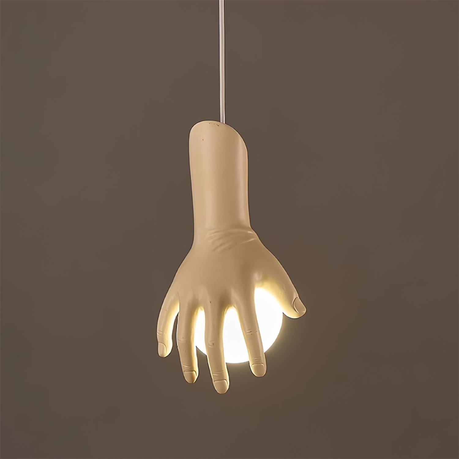 Pendant Light Hand Sculpture Wood Grip  Globe