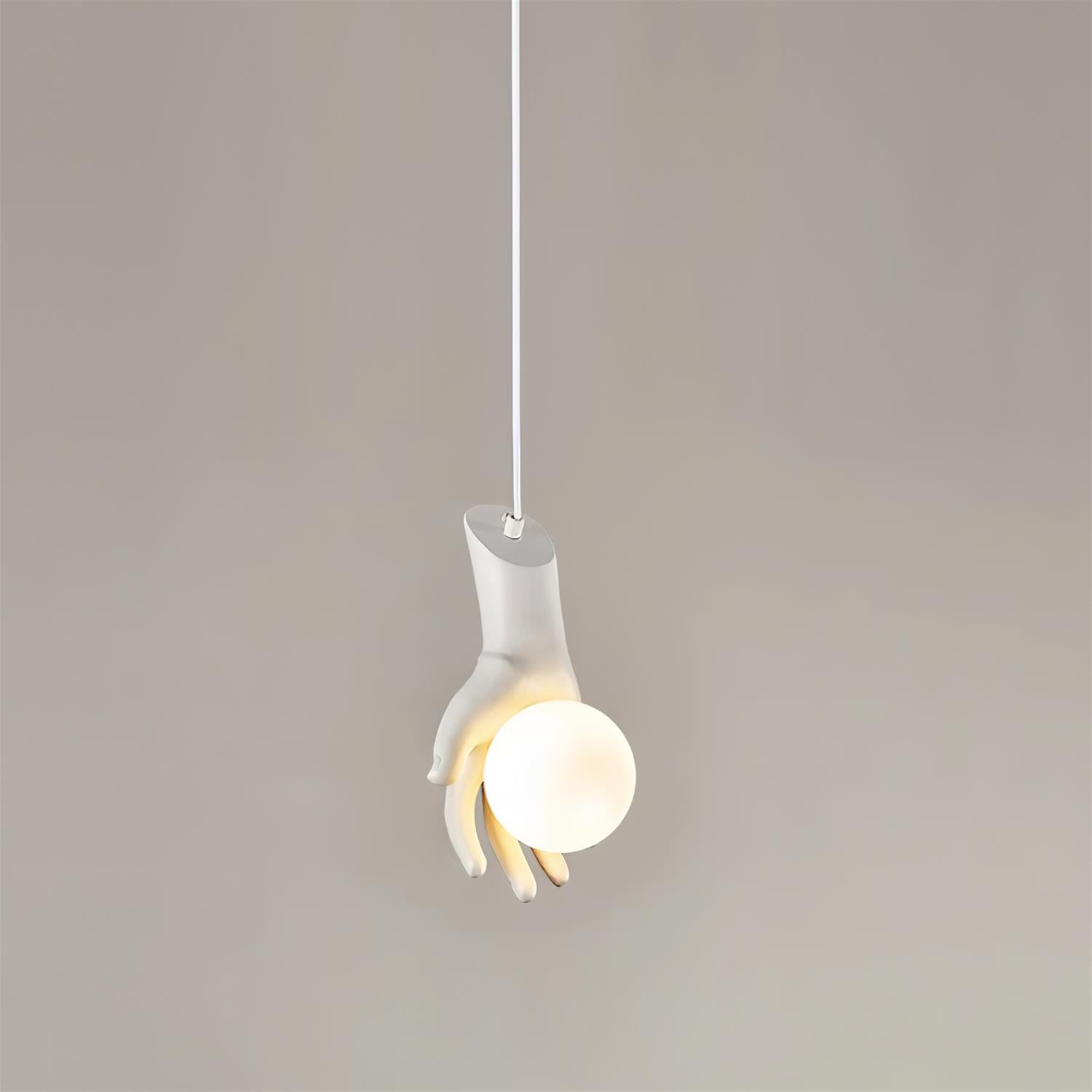 Pendant Light Hand Sculpture Wood Grip  Globe