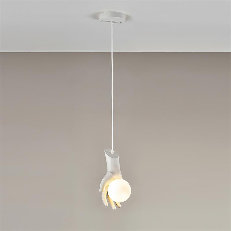 Pendant Light Hand Sculpture Wood Grip  Globe