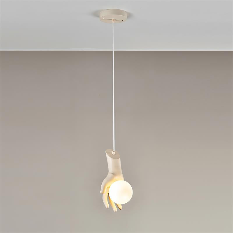 Pendant Light Hand Sculpture Wood Grip  Globe