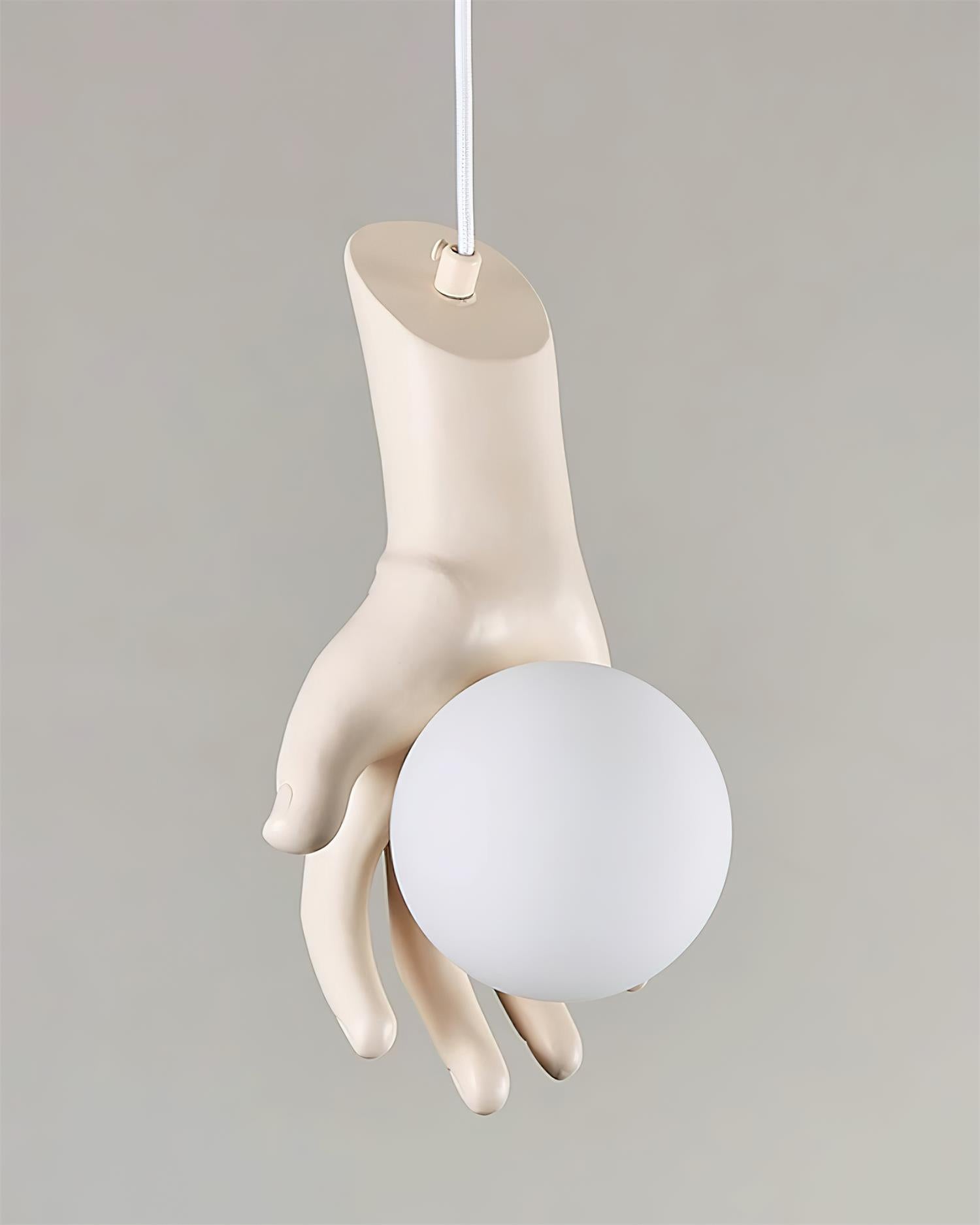 Pendant Light Hand Sculpture Wood Grip  Globe