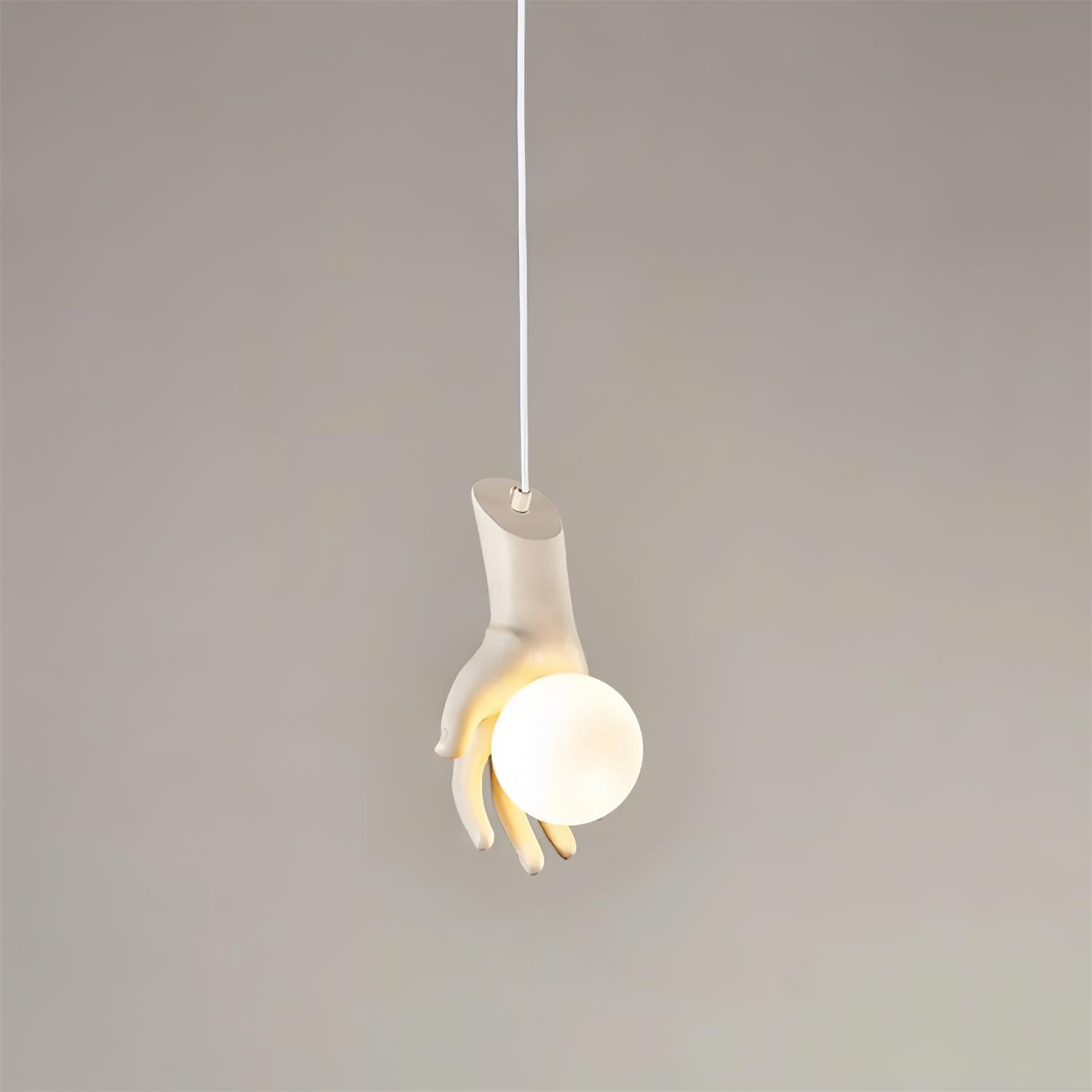 Pendant Light Hand Sculpture Wood Grip  Globe