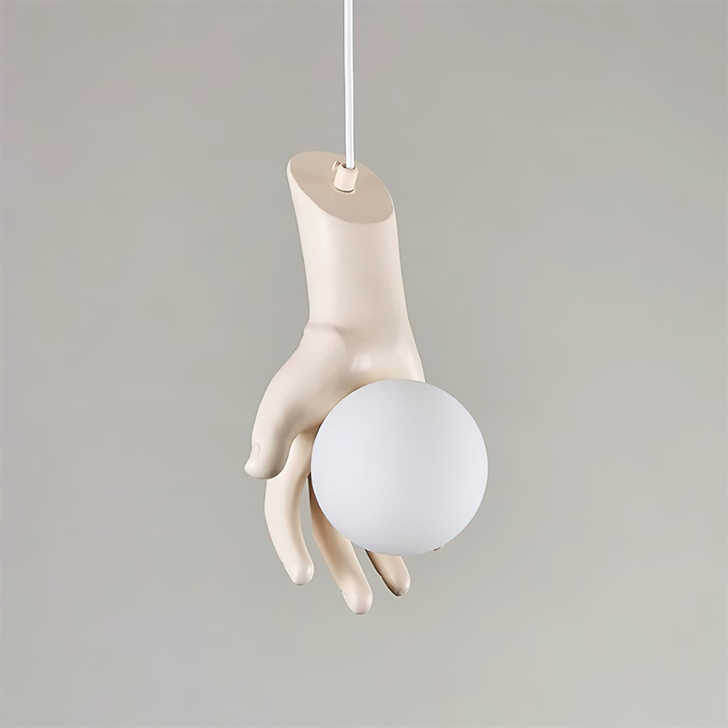Pendant Light Hand Sculpture Wood Grip  Globe