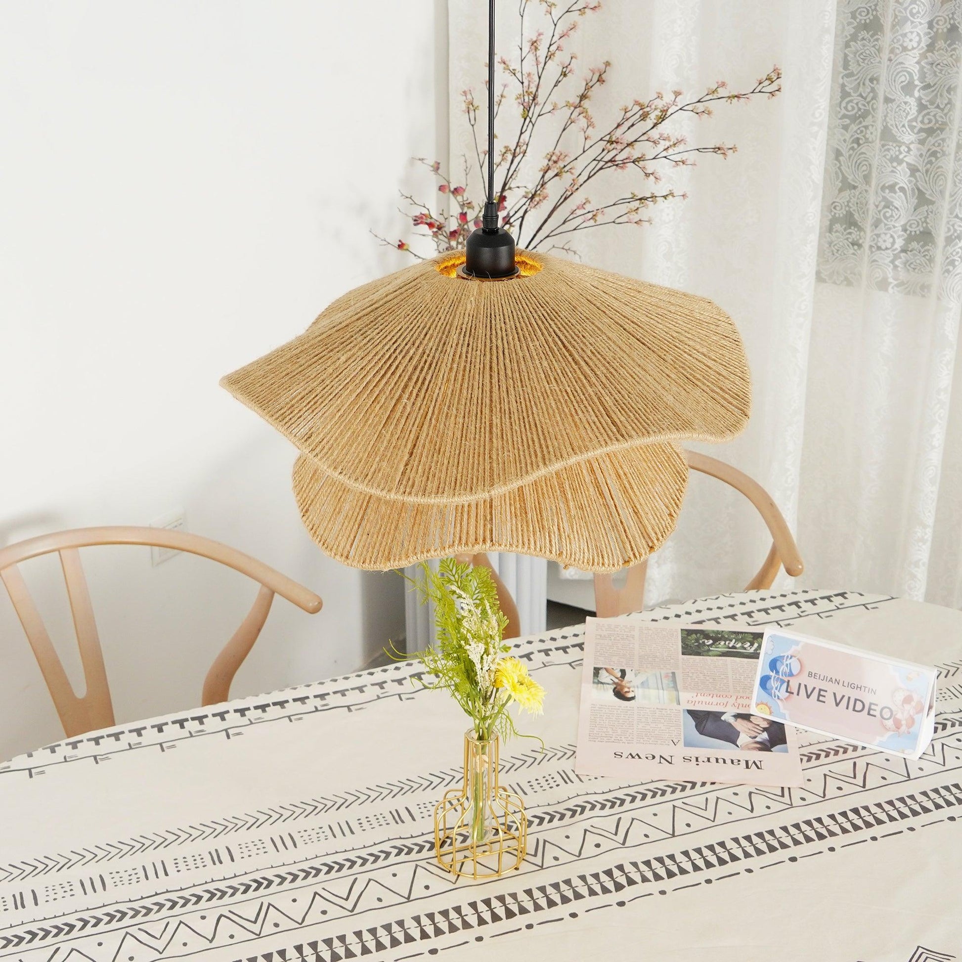 Lustra Pendant Lamp Handmade Straw Hat Double Layer-Neutral Decor