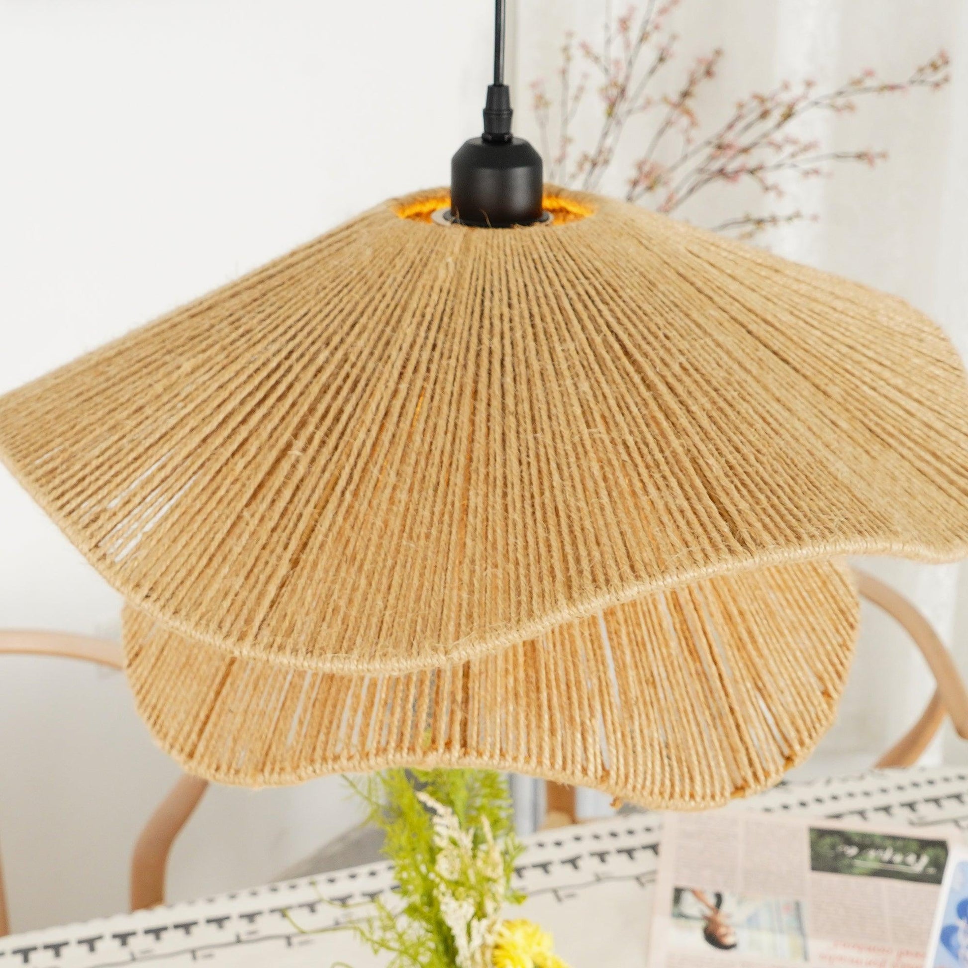 Lustra Pendant Lamp Handmade Straw Hat Double Layer-Neutral Decor