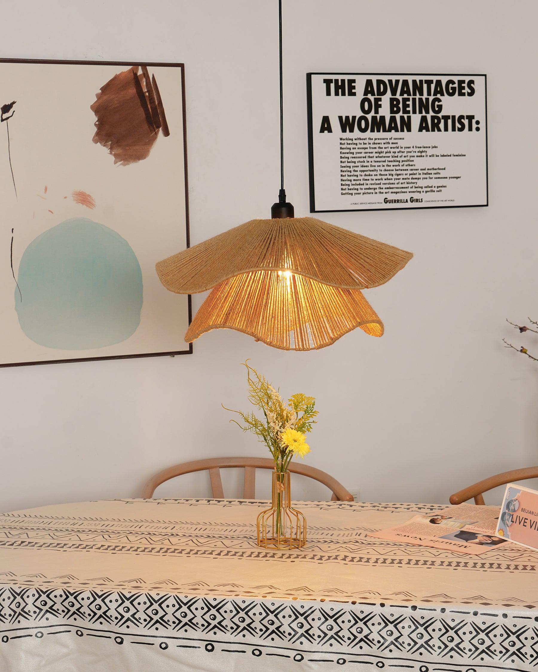 Lustra Pendant Lamp Handmade Straw Hat Double Layer-Neutral Decor