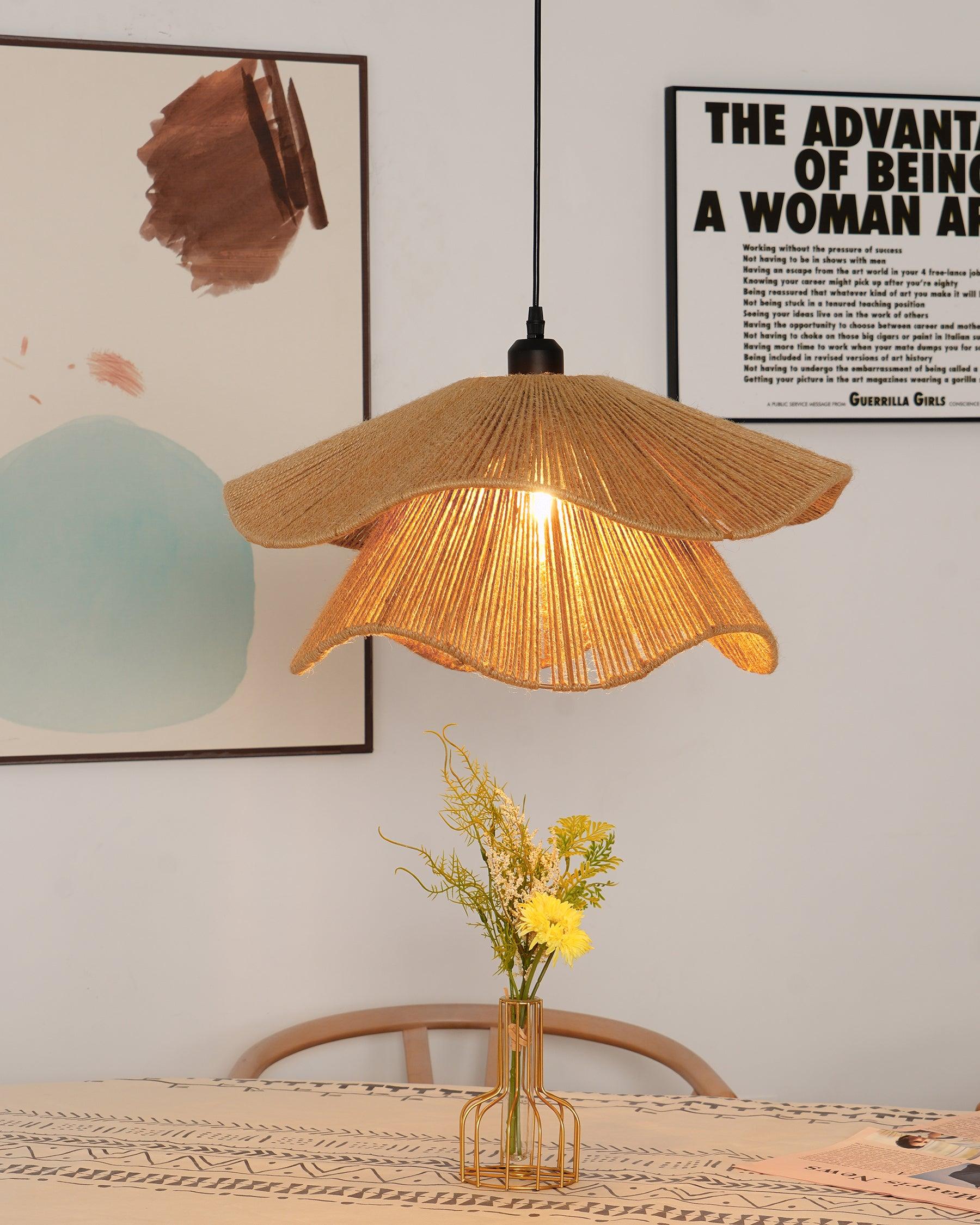 Lustra Pendant Lamp Handmade Straw Hat Double Layer-Neutral Decor