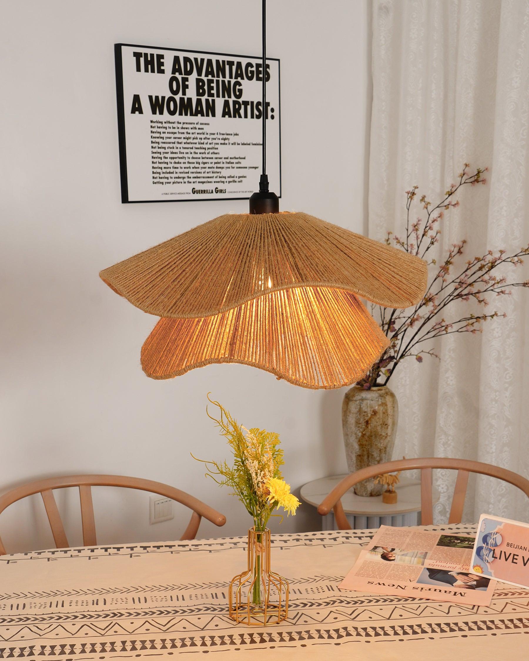 Lustra Pendant Lamp Handmade Straw Hat Double Layer-Neutral Decor