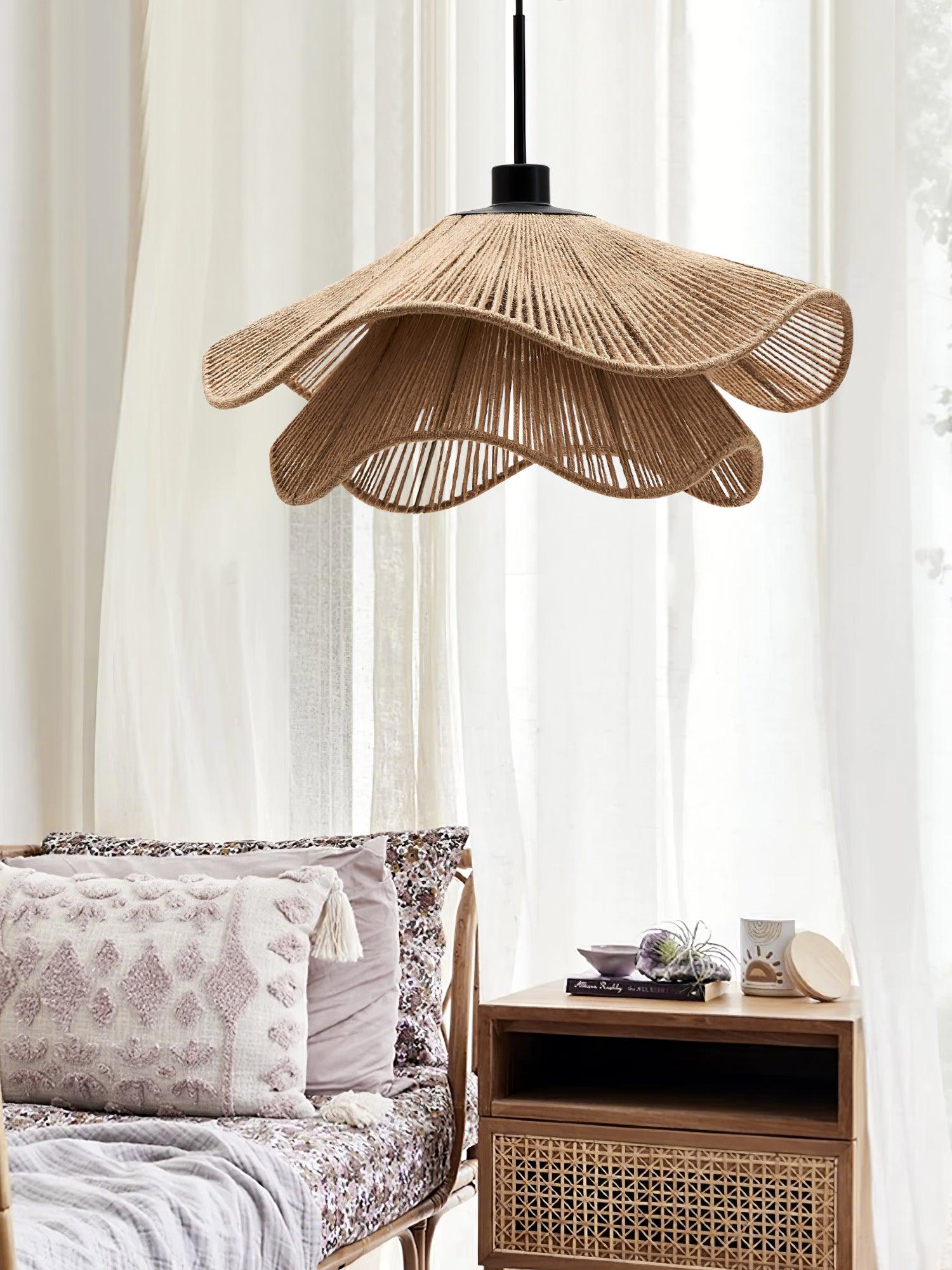 Lustra Pendant Lamp Handmade Straw Hat Double Layer-Neutral Decor