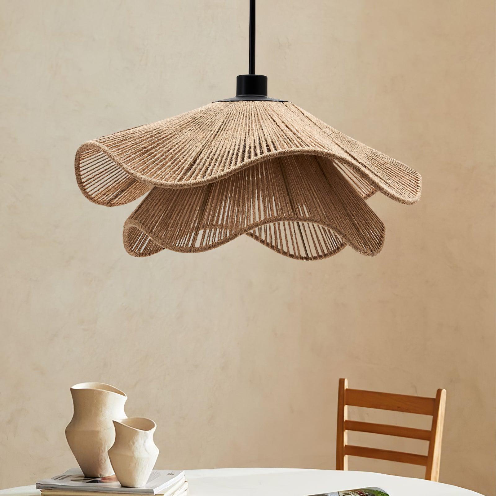 Lustra Pendant Lamp Handmade Straw Hat Double Layer-Neutral Decor