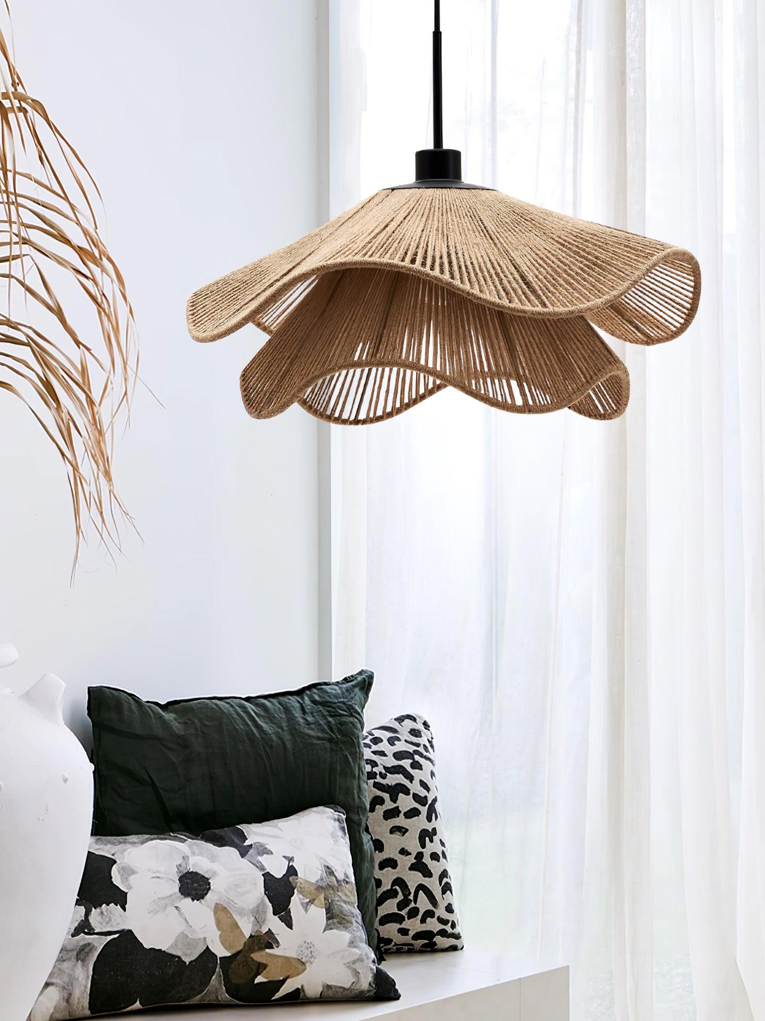 Lustra Pendant Lamp Handmade Straw Hat Double Layer-Neutral Decor