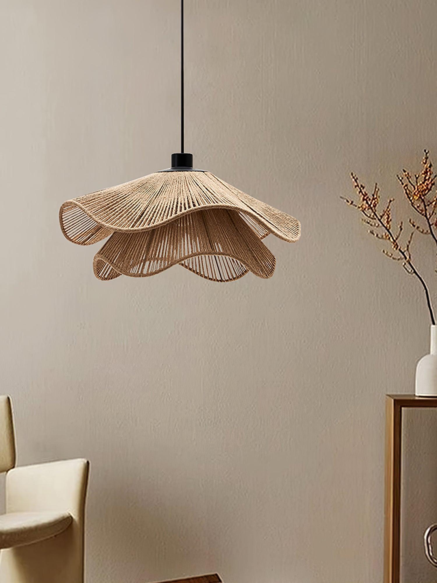 Lustra Pendant Lamp Handmade Straw Hat Double Layer-Neutral Decor