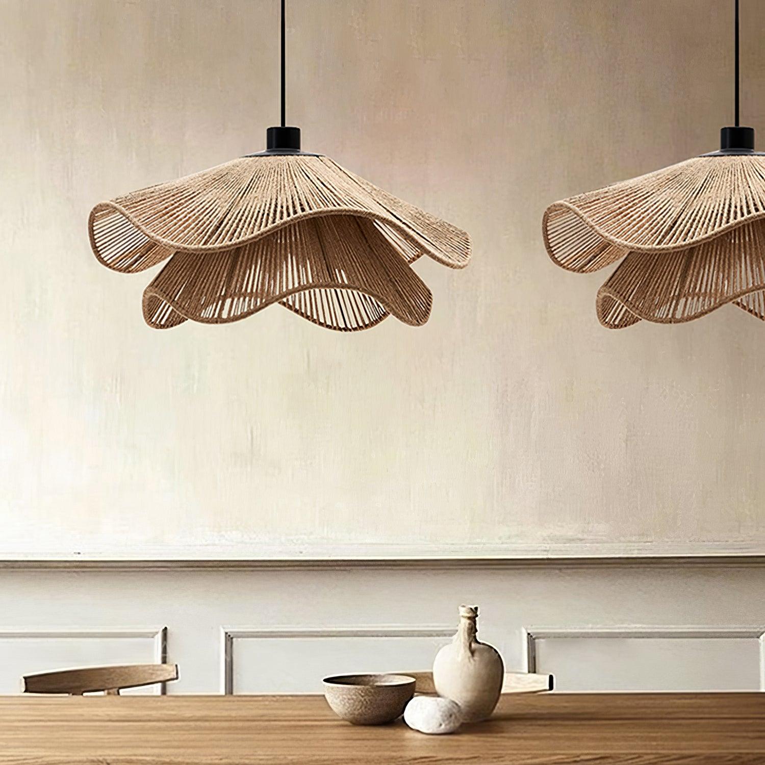 Lustra Pendant Lamp Handmade Straw Hat Double Layer-Neutral Decor