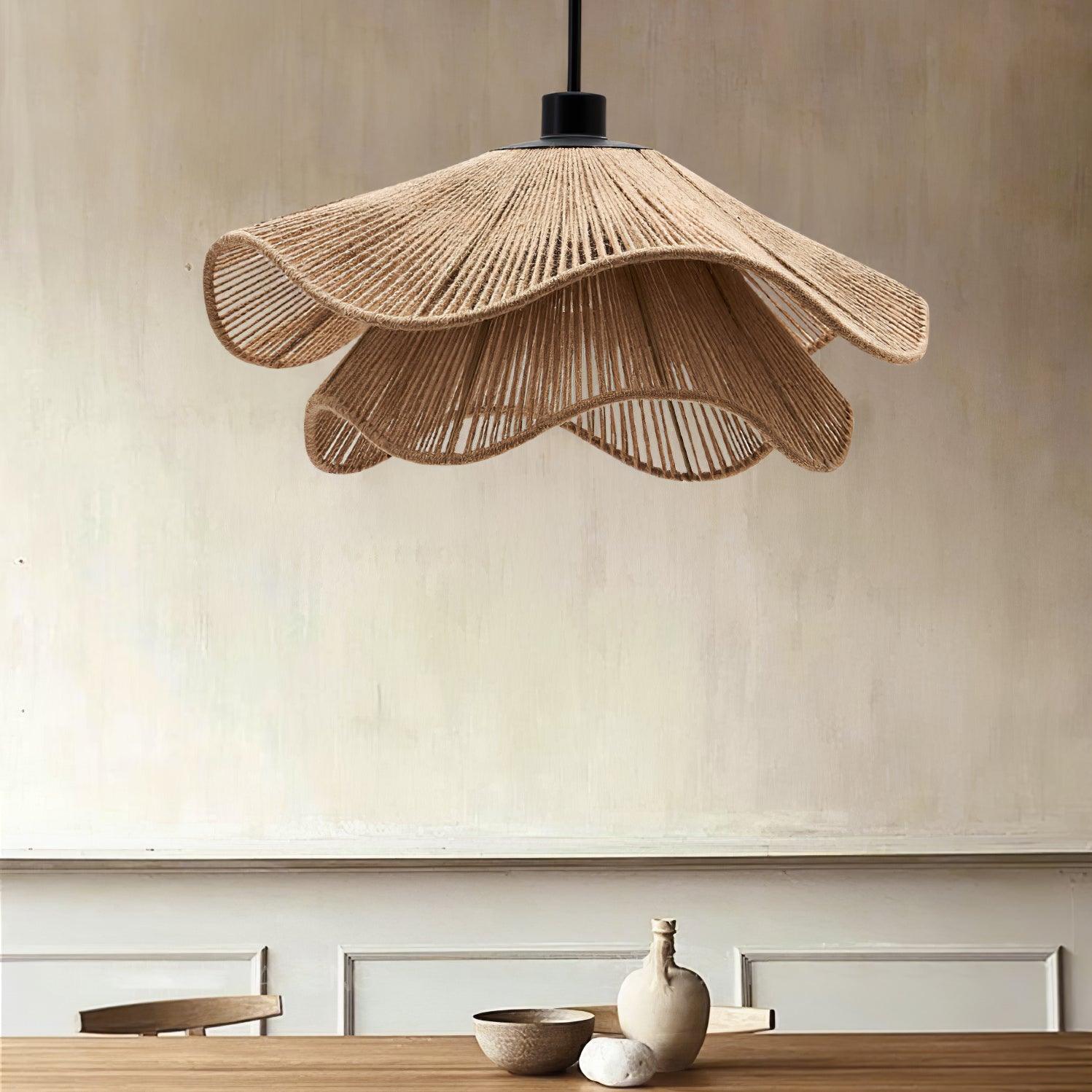 Lustra Pendant Lamp Handmade Straw Hat Double Layer-Neutral Decor