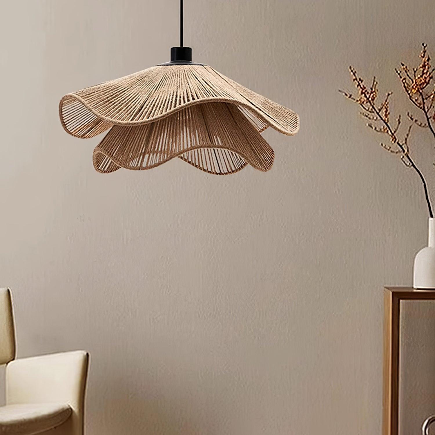 Lustra Pendant Lamp Handmade Straw Hat Double Layer-Neutral Decor