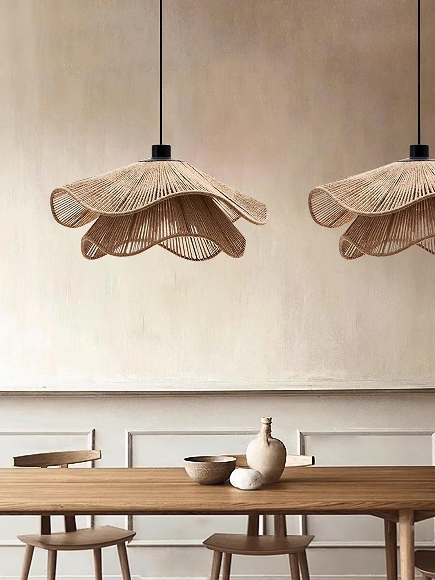 Lustra Pendant Lamp Handmade Straw Hat Double Layer-Neutral Decor