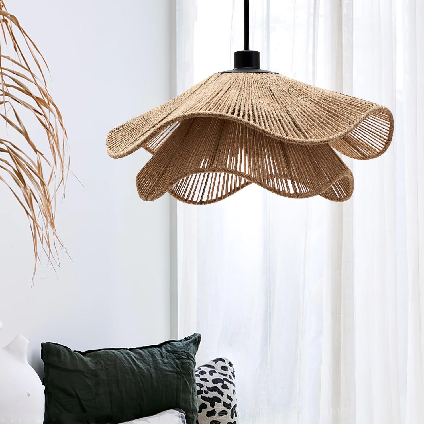 Lustra Pendant Lamp Handmade Straw Hat Double Layer-Neutral Decor