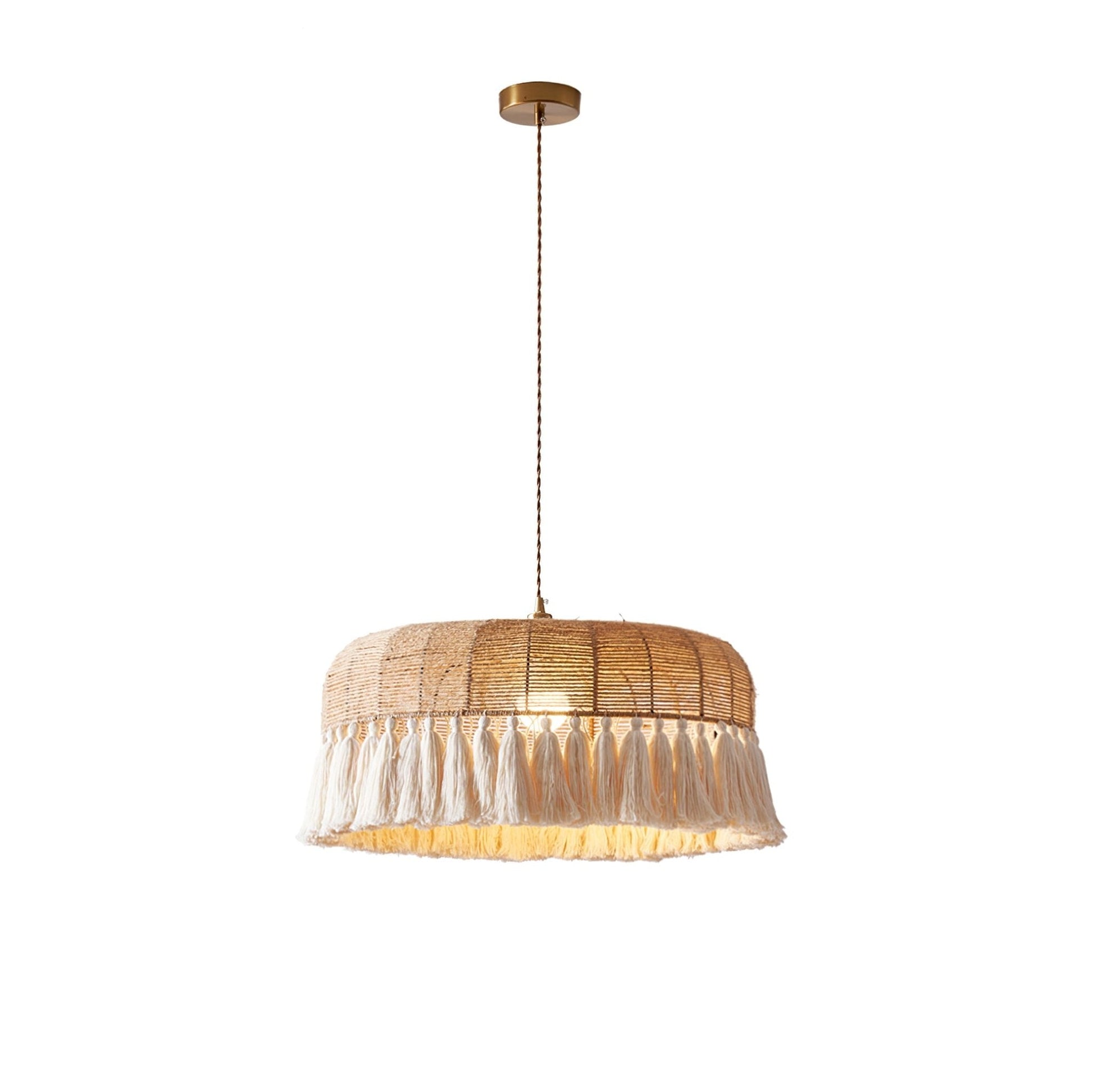 Boho Handwoven Jute Pendant Light-Neutral Decor