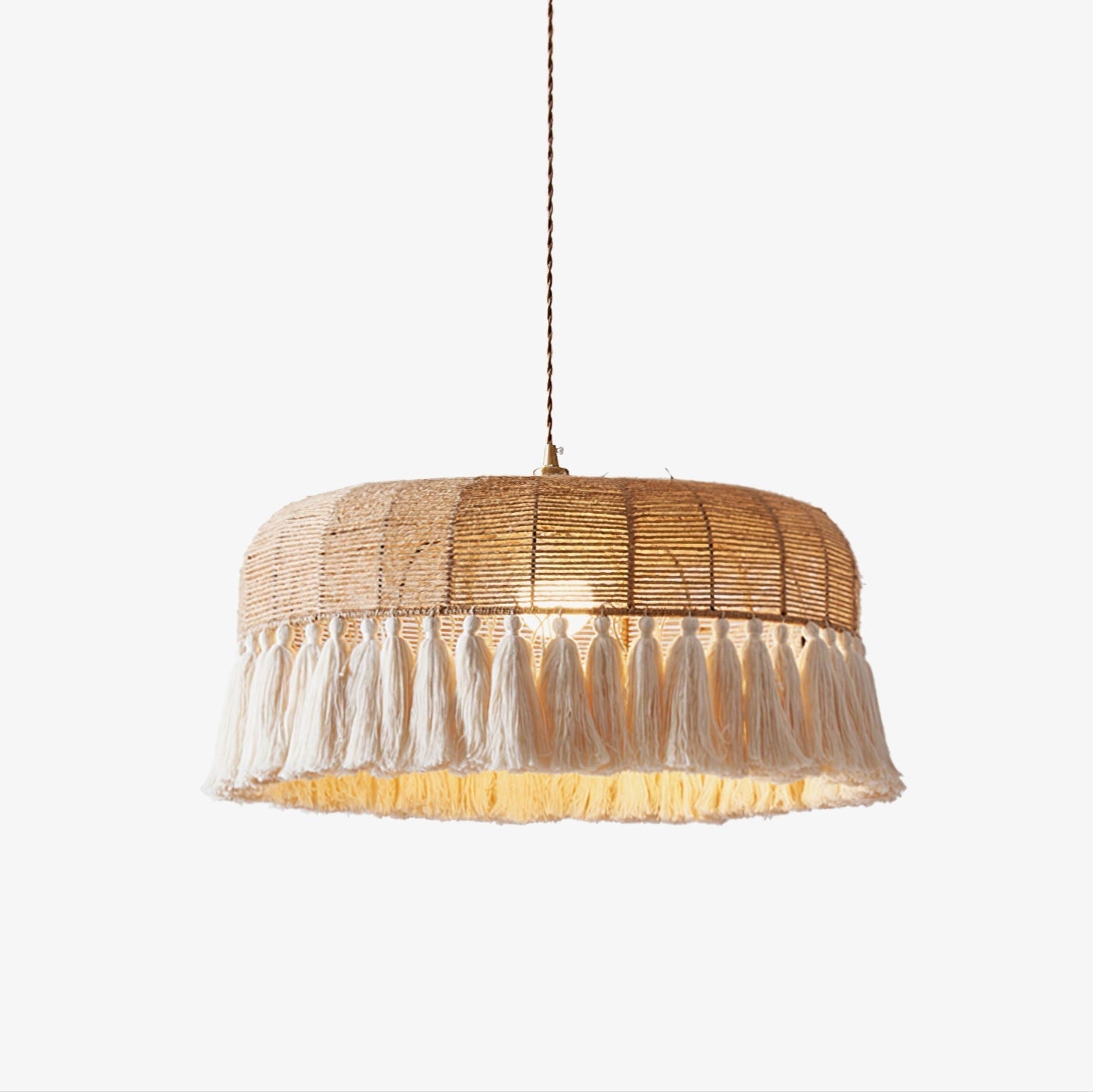 Boho Handwoven Jute Pendant Light-Neutral Decor