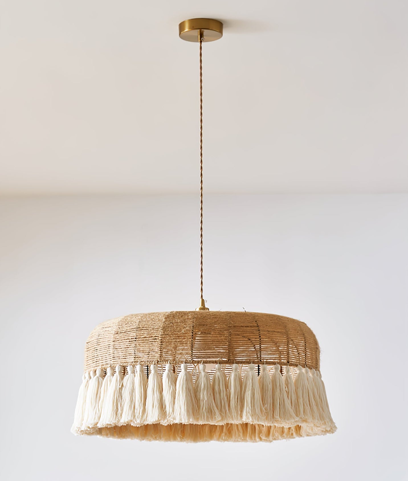 Boho Handwoven Jute Pendant Light-Neutral Decor