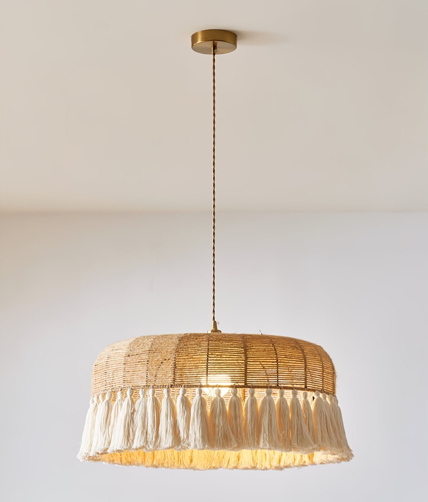 Boho Handwoven Jute Pendant Light-Neutral Decor