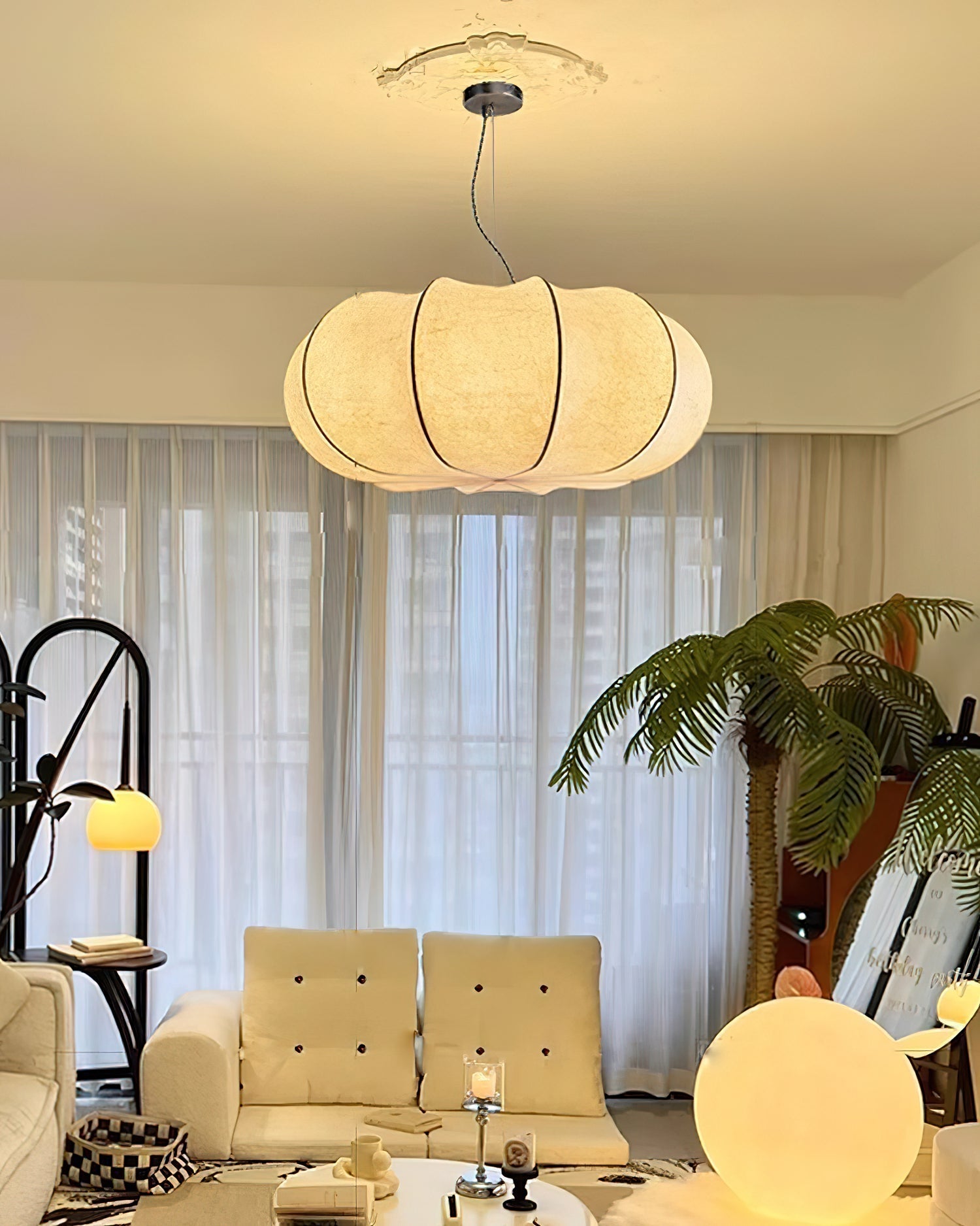 Bovena Silk Traditional Pendant Lamp-Neutral Decor