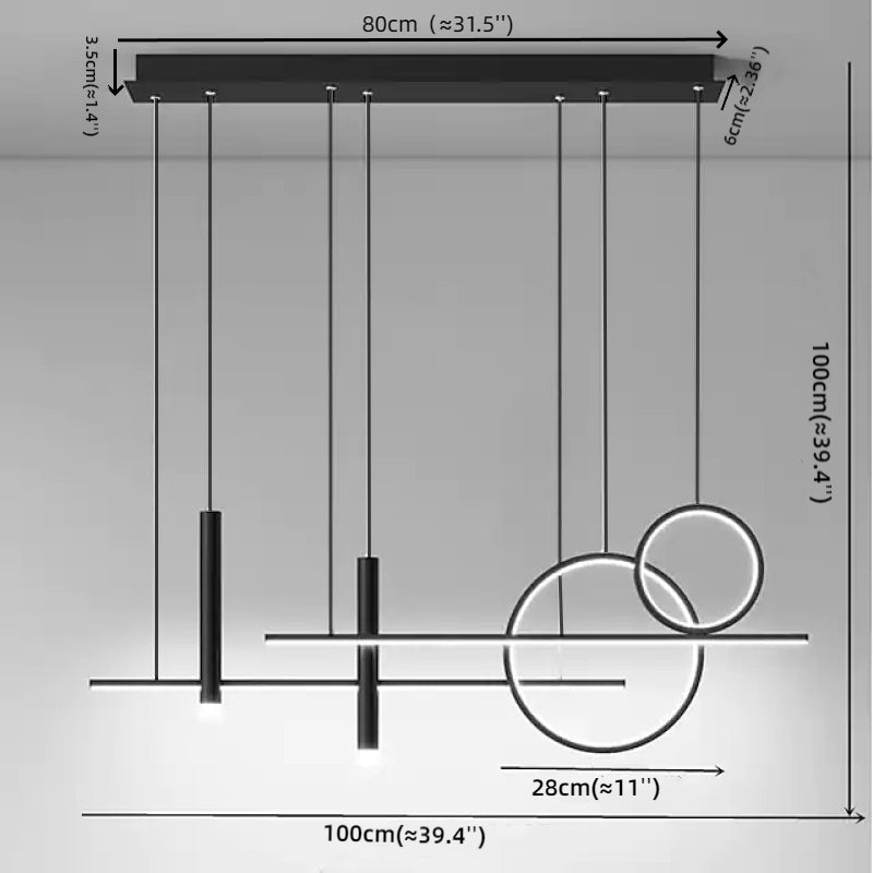 Arisha Modern Pendant Light LED, Double Circle, Gold/Black - Neutral Decor