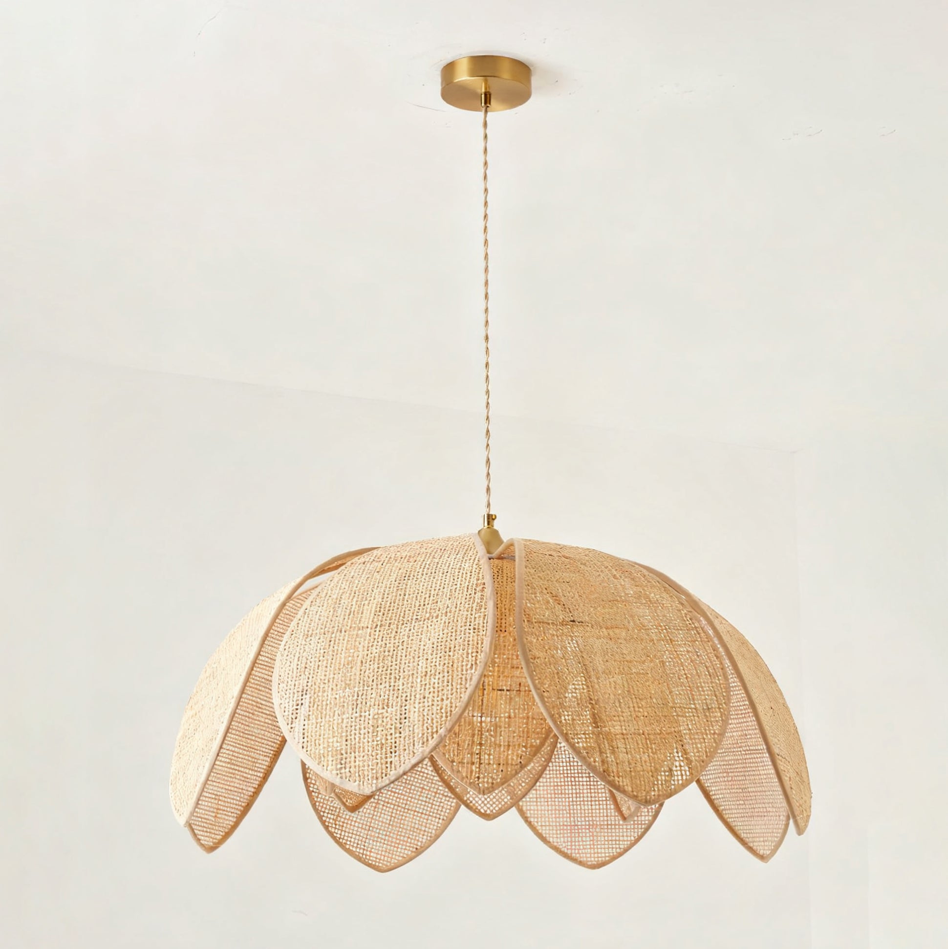 Side profile of the large Hanove Pendant Light, highlighting its flower-like shape.