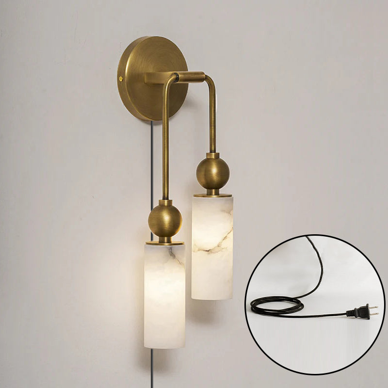 Full view of the 2-head sconce in the nickel finish.