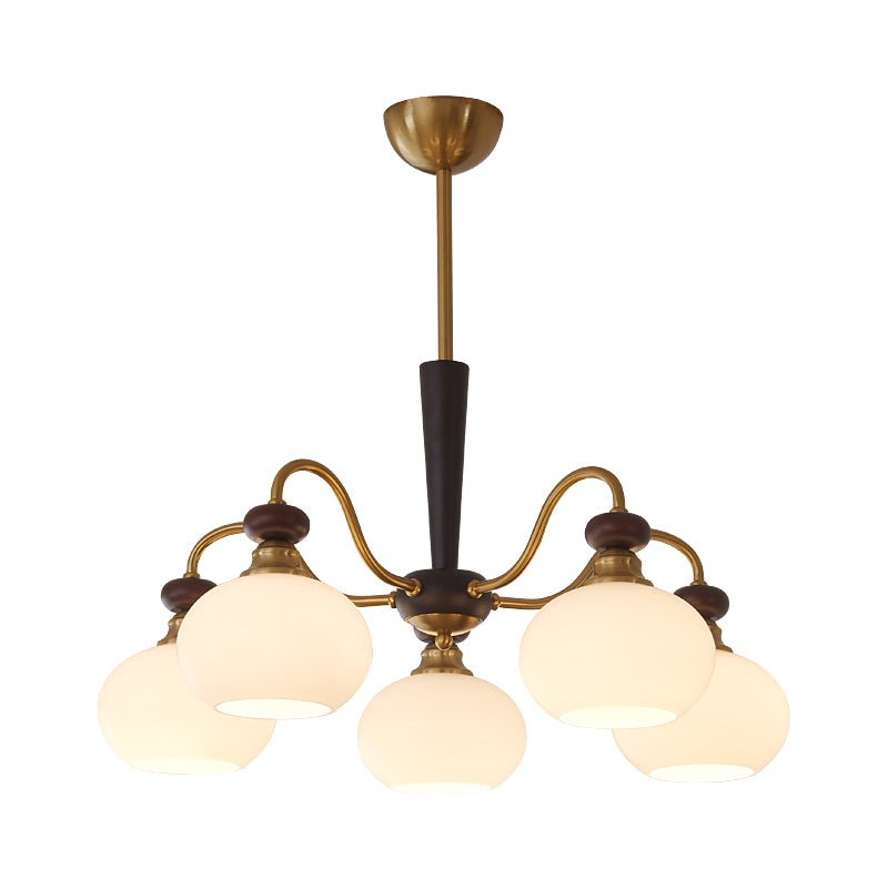 Calaeila Traditional Elegance Sphere Wood Glass Chandelier-Neutral Decor