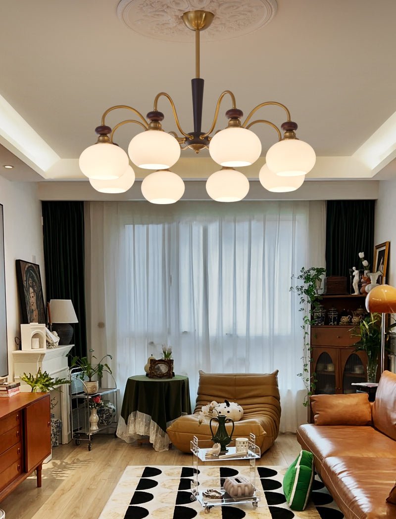 Calaeila Traditional Elegance Sphere Wood Glass Chandelier-Neutral Decor