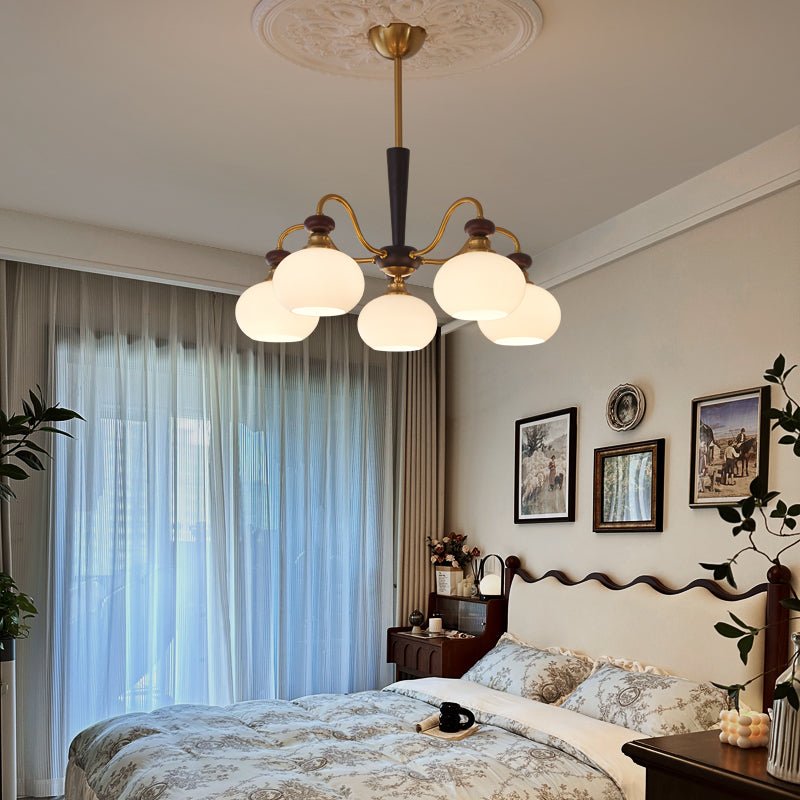 Calaeila Traditional Elegance Sphere Wood Glass Chandelier-Neutral Decor