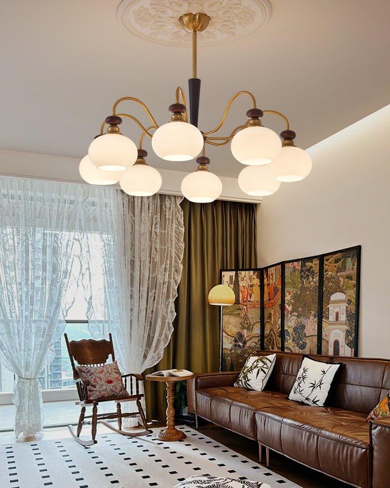 Calaeila Traditional Elegance Sphere Wood Glass Chandelier-Neutral Decor