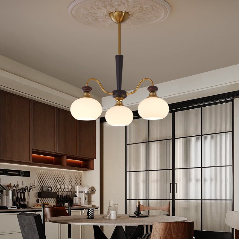 Calaeila Traditional Elegance Sphere Wood Glass Chandelier-Neutral Decor