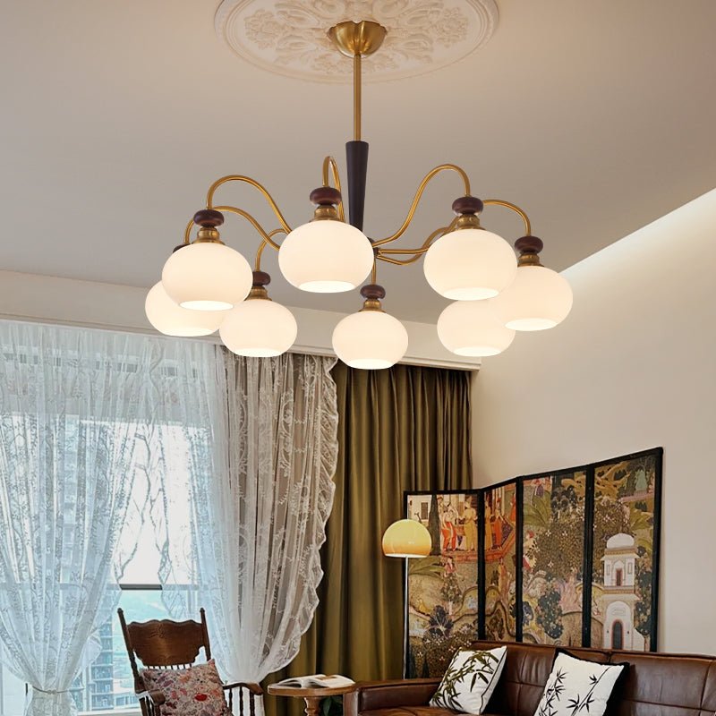 Calaeila Traditional Elegance Sphere Wood Glass Chandelier-Neutral Decor