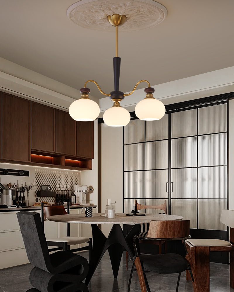 Calaeila Traditional Elegance Sphere Wood Glass Chandelier-Neutral Decor