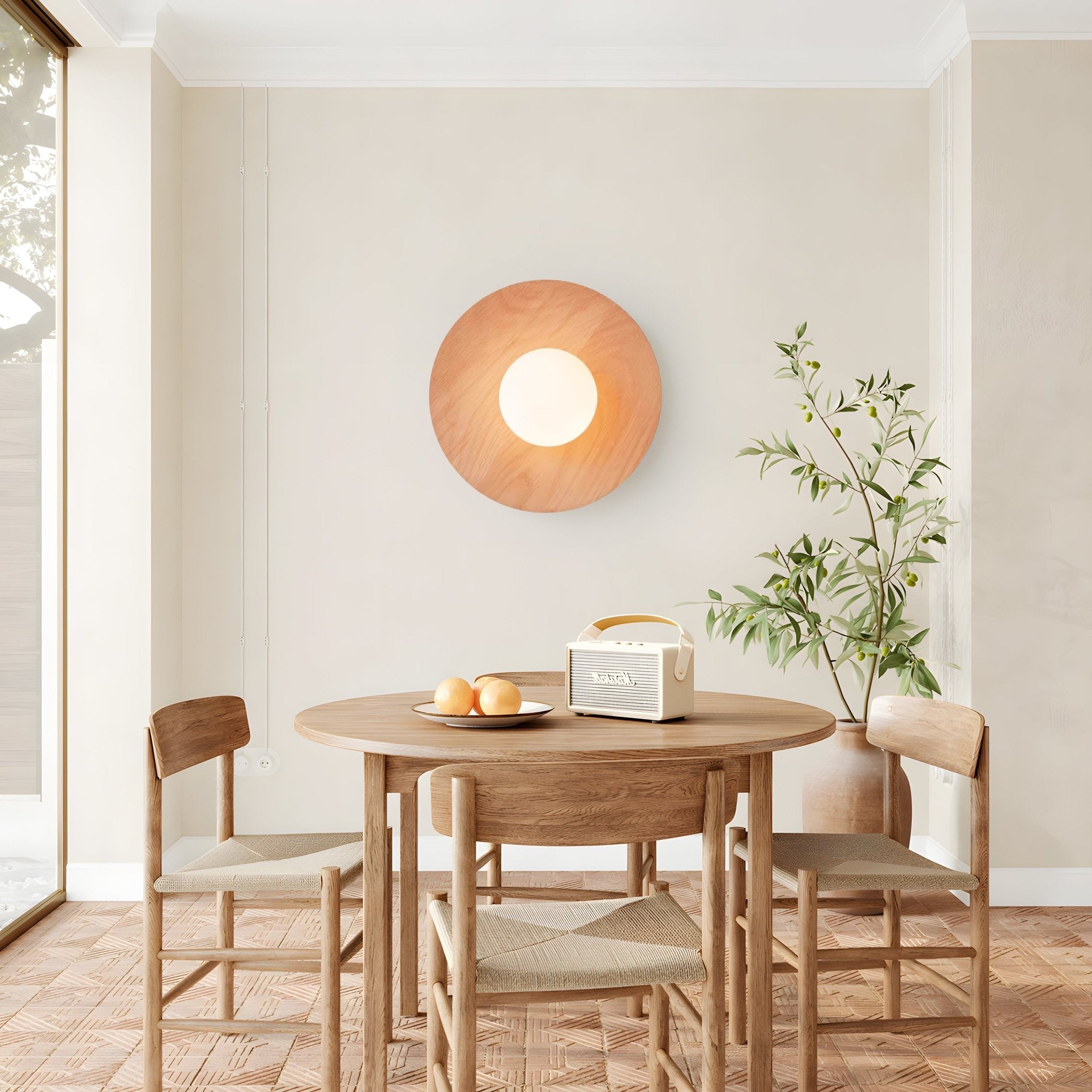 Eloza Modern Minimalist Wooden Glass Wall Light-Neutral Decor